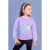 Toontoy Kids Toontoy Kız Çocuk Baskılı Kol Ucu Lastikli Sırtı Nakış Detaylı Tişört - 2 Yaş - Lila