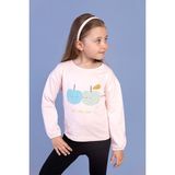Toontoy Kids Toontoy Kız Çocuk Baskılı Kol Ucu Lastikli Sırtı Nakış Detaylı Tişört - 2 Yaş - Pudra