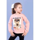 Toontoy Kids Toontoy Kız Çocuk Baskılı Kol Ucu Lastikli Tişört - 7 Yaş - Somon