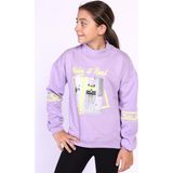 Toontoy Kids Toontoy Kız Çocuk Baskılı Taş Işlemeli Balıkçı Yaka Sweatshirt - 10 - 11 Yaş - Lila