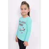 Toontoy Kids Toontoy Kız Çocuk Baskılı Taş Işlemeli Tişört - 6 Yaş - Koyu Mint
