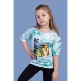 Toontoy Kids Toontoy Kız Çocuk Batik Desenli Dijital Baskılı Tişört - 7 Yaş - Yeşil