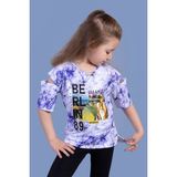 Toontoy Kids Toontoy Kız Çocuk Batik Desenli Dijital Baskılı Tişört - 8 Yaş - Lacivert