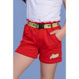 Toontoy Kids Toontoy Kız Çocuk Beli Lastikli Kemer Detaylı Iki Yanı Cepli Şort - 8 - 9 Yaş - Kırmızı