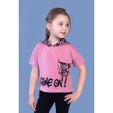 Toontoy Kids Toontoy Kız Çocuk Cep Detaylı Kapüşonlu Baskılı Tişört - 7 Yaş - Gül Kurusu