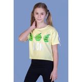 Toontoy Kids Toontoy Kız Çocuk Crop Model Elma Baskılı Tişört - 10 Yaş - Sarı