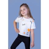 Toontoy Kids Toontoy Kız Çocuk Crop Model Neon Baskılı Tişört - 3 Yaş - Ekru