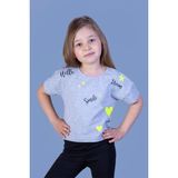 Toontoy Kids Toontoy Kız Çocuk Crop Model Neon Baskılı Tişört - 3 Yaş - Gri Melanj