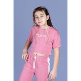 Toontoy Kids Toontoy Kız Çocuk Crop Model Tişört - 8 Yaş - Gül Kurusu