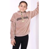 Toontoy Kids Toontoy Kız Çocuk Fermuar Detaylı Nakışlı Kadife Sweatshirt - 10 - 11 Yaş - Kahverengi