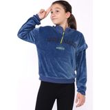 Toontoy Kids Toontoy Kız Çocuk Fermuar Detaylı Nakışlı Kadife Sweatshirt - 12 - 13 Yaş - Lacivert
