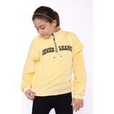Toontoy Kids Toontoy Kız Çocuk Fermuar Detaylı Nakışlı Kadife Sweatshirt - 12 - 13 Yaş - Sarı