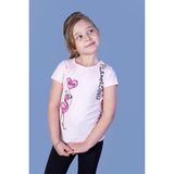 Toontoy Kids Toontoy Kız Çocuk Flamingo Desenli Taş Işlemeli Baskılı Tişört - 3 Yaş - Pudra