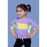 Toontoy Kids Toontoy Kız Çocuk Garni Detaylı Baskılı Tişört - 5 Yaş - Lila