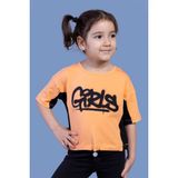 Toontoy Kids Toontoy Kız Çocuk Garni Detaylı Baskılı Tişört - 6 Yaş - Turuncu