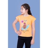 Toontoy Kids Toontoy Kız Çocuk Garni Detaylı Taş Işlemeli Baskılı Tişört - 12 Yaş - Turuncu