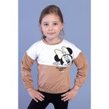 Toontoy Kids Toontoy Kız Çocuk Garnili Mickey Mouse Baskılı Sweatshirt - 1 Yaş - Kahverengi