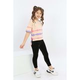 Toontoy Kids Toontoy Kız Çocuk Göğsü Armalı Tişört - 13 - 14 Yaş - Pudra