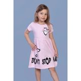 Toontoy Kids Toontoy Kız Çocuk Kalp Baskılı Taş Işlemeli Elbise - 6 Yaş - Pembe