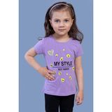 Toontoy Kids Toontoy Kız Çocuk Kalp Baskılı Tişört - 5 Yaş - Lila
