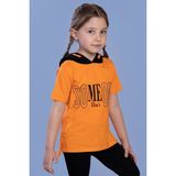Toontoy Kids Toontoy Kız Çocuk Kapüşonlutaş Işlemeli Baskılı Tişört - Turuncu - 6 Yaş