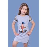Toontoy Kids Toontoy Kız Çocuk Leopar Detaylı Baskılı Tişört - 5 Yaş - Gri Melanj