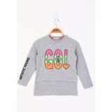 Toontoy Kids Toontoy Kız Çocuk Letis Go Baskılı Tişört - 12 Yaş - Gri Melanj