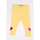 Toontoy Kids Toontoy Kız Çocuk Paçası Çevirmeli Pullu Tayt - Sarı - 1 Yaş