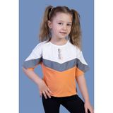 Toontoy Kids Toontoy Kız Çocuk Reflektör Detaylı Garnili Tişört - 6 Yaş - Turuncu