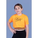 Toontoy Kids Toontoy Kız Çocuk Şerit Detaylı Baskılı Tişört - 10 Yaş - Turuncu