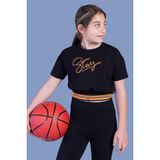 Toontoy Kids Toontoy Kız Çocuk Şerit Detaylı Baskılı Tişört - 12 Yaş - Siyah