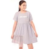 Toontoy Kids Toontoy Kız Çocuk Youth Choice Baskılı Tüllü Elbise - 6 - 7 Yaş - Gri Melanj