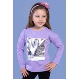 Toontoy Kids Varak Baskılı Lila Kız Çocuk T-shirt