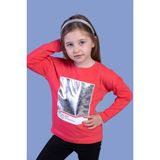 Toontoy Kids Varak Baskılı Nar Çiçeği Kız Çocuk T-shirt