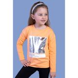 Toontoy Kids Varak Baskılı Turuncu Kız Çocuk T-shirt