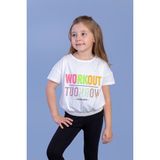 Toontoy Kids Workout Baskılı Taş İşlemeli Ekru Kız Çocuk T-shirt