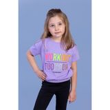Toontoy Kids Workout Baskılı Taş İşlemeli Lila Kız Çocuk T-shirt