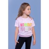 Toontoy Kids Workout Baskılı Taş İşlemeli Pembe Kız Çocuk T-shirt