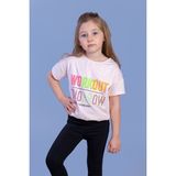 Toontoy Kids Workout Baskılı Taş İşlemeli Pudra Kız Çocuk T-shirt