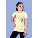 Toontoy Kids Yıldız Baskılı Taş İşlemeli Sarı Kız Çocuk T-shirt
