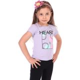 Toontoy Kız Bebek Baskılı Bisiklet Yaka Kısa Kollu Tişört - Açık Lila - 1