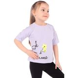 Toontoy Kız Bebek Baskılı Bisiklet Yaka Kısa Kollu Tişört - Açık Lila - 4