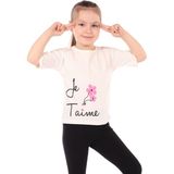 Toontoy Kız Bebek Baskılı Bisiklet Yaka Kısa Kollu Tişört - Ekru - 9 Ay