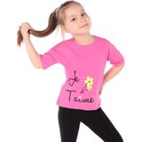 Toontoy Kız Bebek Baskılı Bisiklet Yaka Kısa Kollu Tişört - Fuşya - 3
