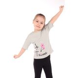 Toontoy Kız Bebek Baskılı Bisiklet Yaka Kısa Kollu Tişört - Gri - 2