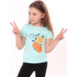Toontoy Kız Bebek Baskılı Bisiklet Yaka Kısa Kollu Tişört - Mint Yeşili - 4