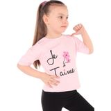 Toontoy Kız Bebek Baskılı Bisiklet Yaka Kısa Kollu Tişört - Pembe - 3