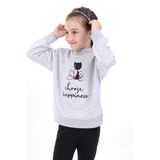 TOONTOY Kız Bebek Baskılı Sweatshirt Gri Melanj, 4 Yaş, 22568, Gri Melanj, kız-bebek
