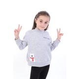 Toontoy Kız Bebek Baskılı Sweatshirt Gri Melanj 9 AY