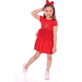 Toontoy Kız Bebek Cup Cake Nakışlı Elbise Kırmızı 1 YAŞ